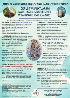 Odpust w Sanktuarium Matki Bożej Szkaplerznej w Tarnowie 13-20 lipca 2025 r.